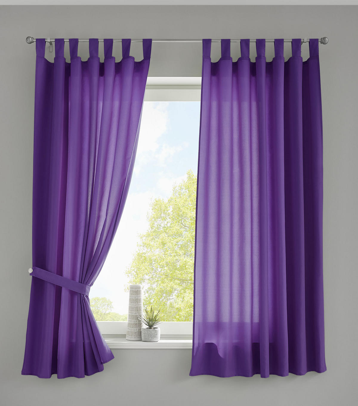 VORHANG 2ER SET POTSDAM HxB 175x140 cm Lila - Lila, Textil (140/175cm) - Gardinenbox