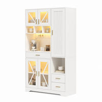 BUFFETSCHRANK mit LED und Steckdosen 105 x 40 x 185 cm Weiß - Weiß, Holzwerkstoff (40/185/105cm) - Meubliv