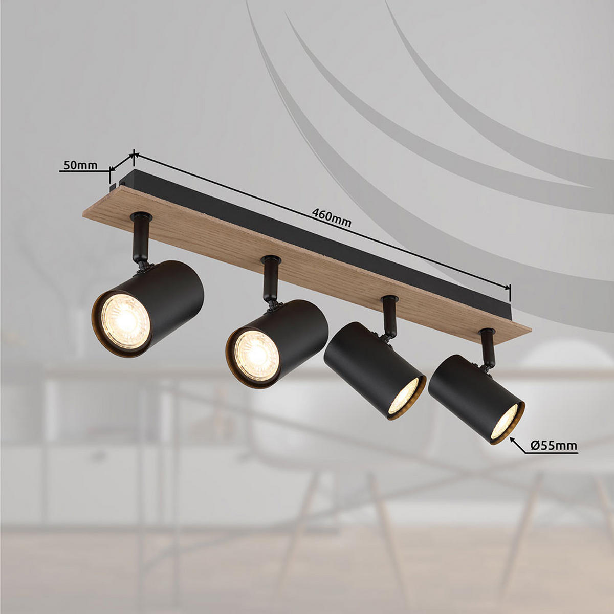 LED DECKENLEUCHTE Linca Holz Schwarz - Schwarz, Metall (50/6/15.1cm) - Globo Lighting