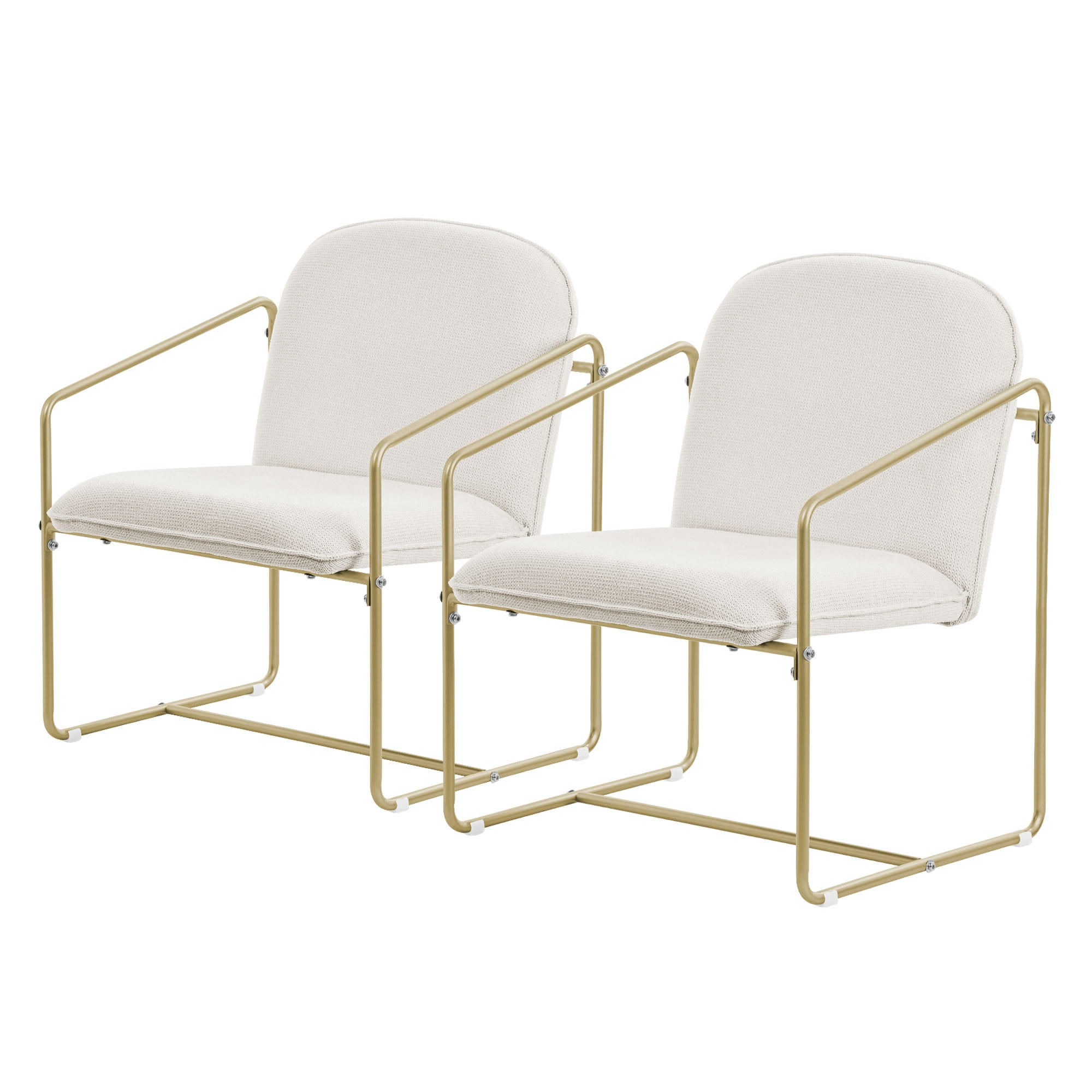 LOUNGESESSEL 2er Set, Beige - Goldfarben, Metall (65/76/61cm) - ML-DESIGN