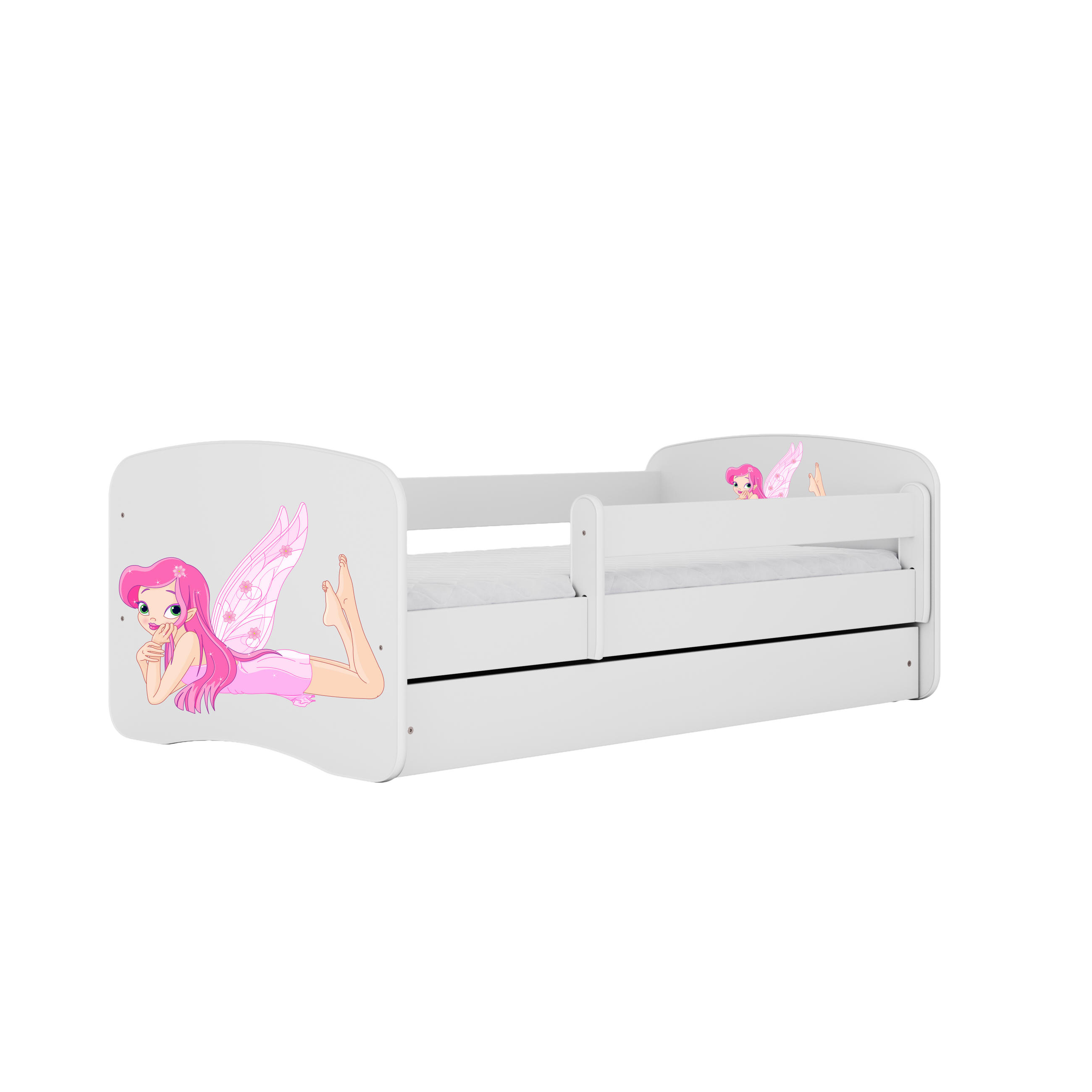 KINDERBETT Fee mit Flügeln mit Schublade 140/70 80/61/144 - Weiß, Holzwerkstoff (70/140cm) - RAUMHIRSCH FURNITURE