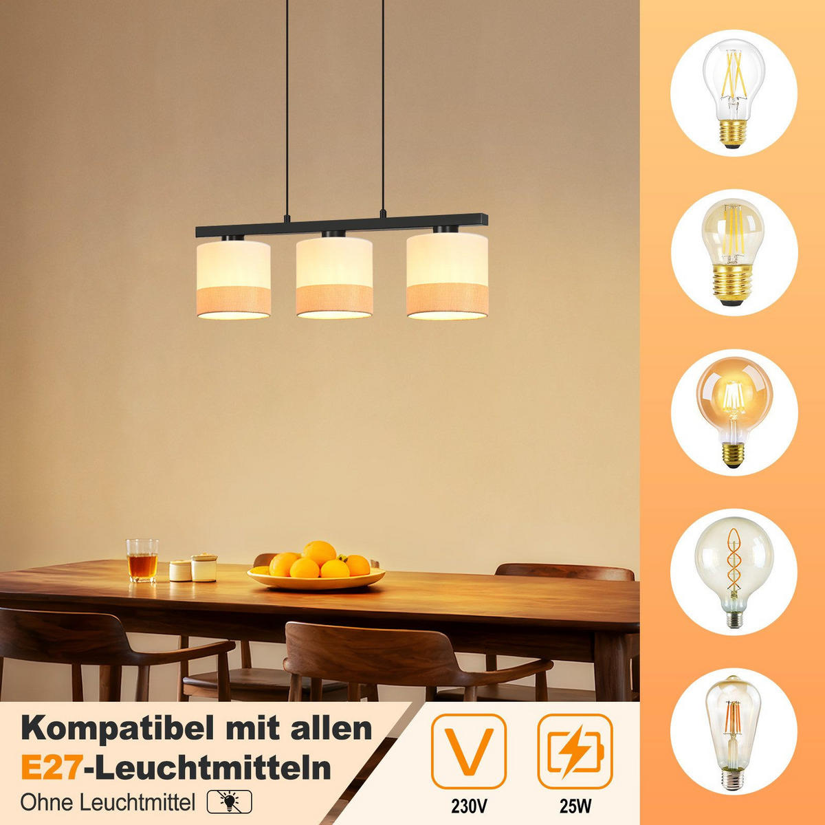 PENDELLEUCHTE BAYREUTH Ⅲ 25/5/120 cm - Weiß, Metall (25/5/120cm) - Nettlife