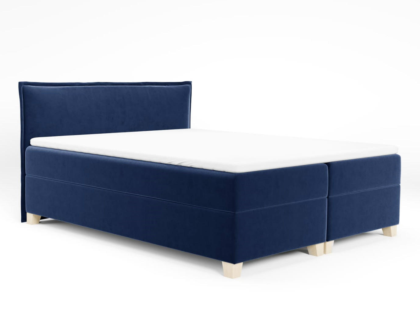 BOXBETT Fren - 180x200 - blau (Kronos 09, Velvet) - Blau/Beige, Holz/Holzwerkstoff (180/200cm) - Sofnet