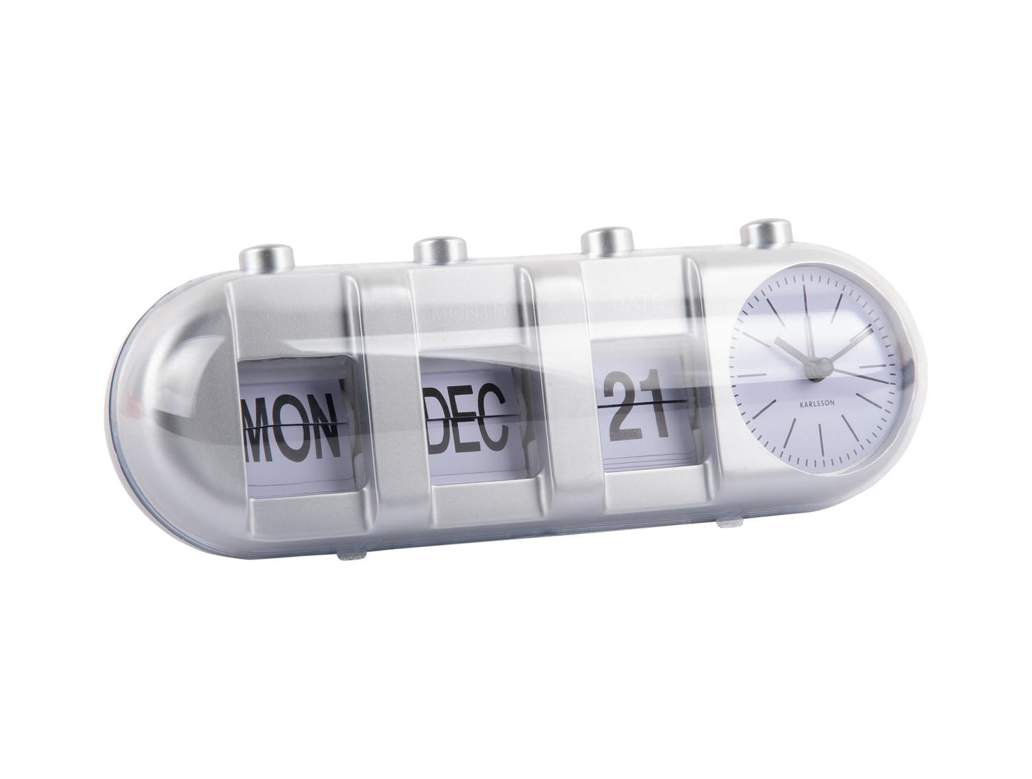 WECKER Retro Tube Calendar Flip 26/9/9.3 cm - Silberfarben, Kunststoff (9/9.3/26cm) - Karlsson