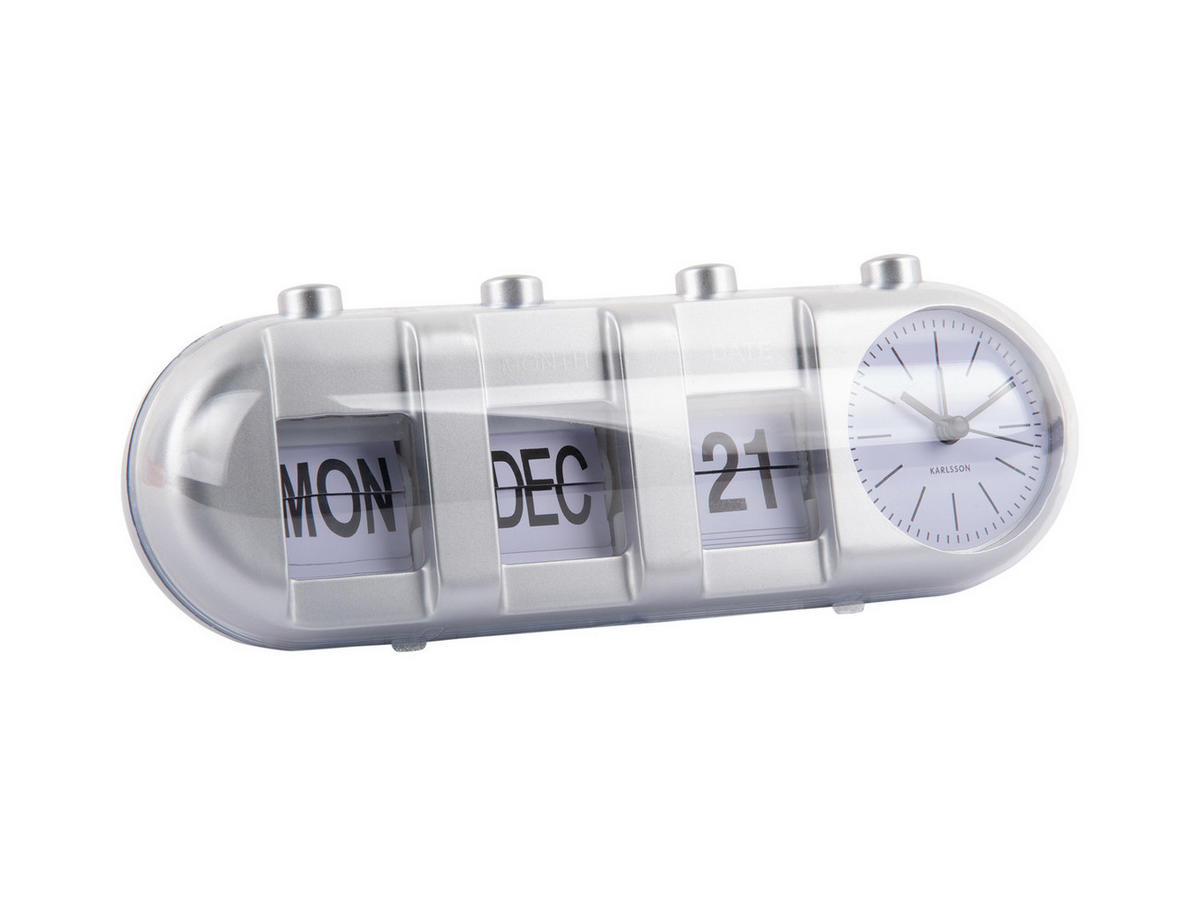 WECKER Retro Tube Calendar Flip 26/9/9.3 cm - Silberfarben, Kunststoff (9/9.3/26cm) - Karlsson