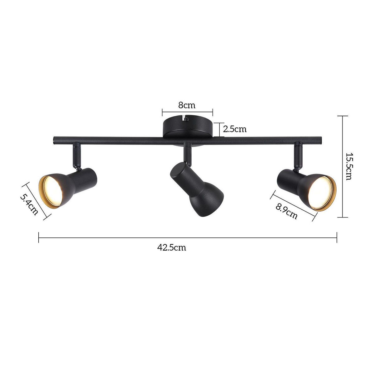 DECKENLEUCHTE Maier 42.5/8/15.5cm - Schwarz, Metall (42.5/8/15.5cm) - Nettlife