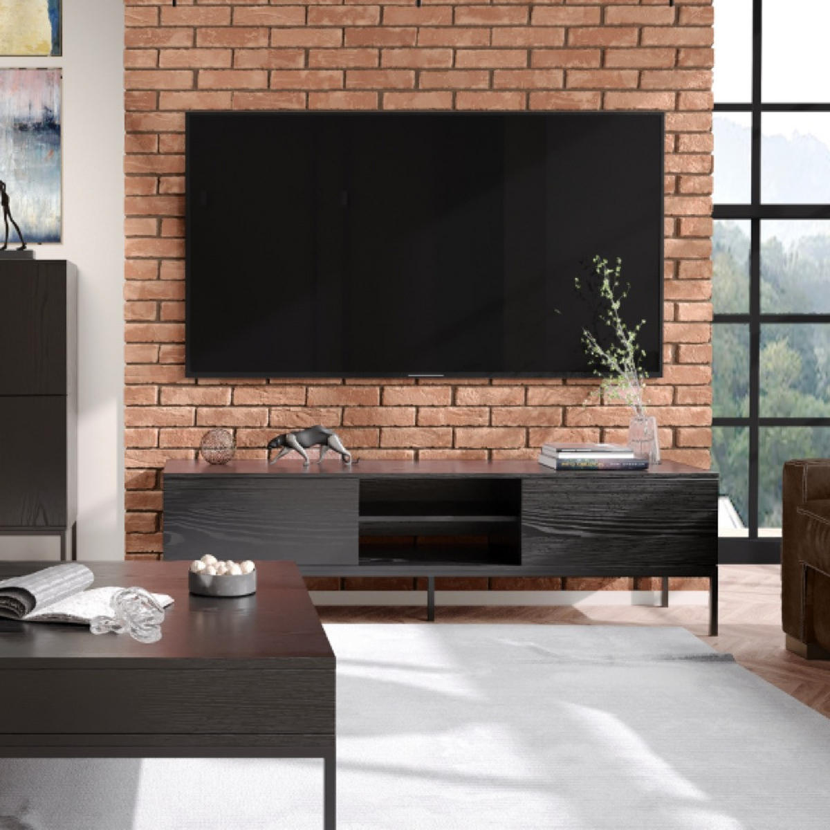 TV-SCHRANK Schwarz Industrial - Schwarz, Holzwerkstoff (170/49/41cm) - Sepro Meble