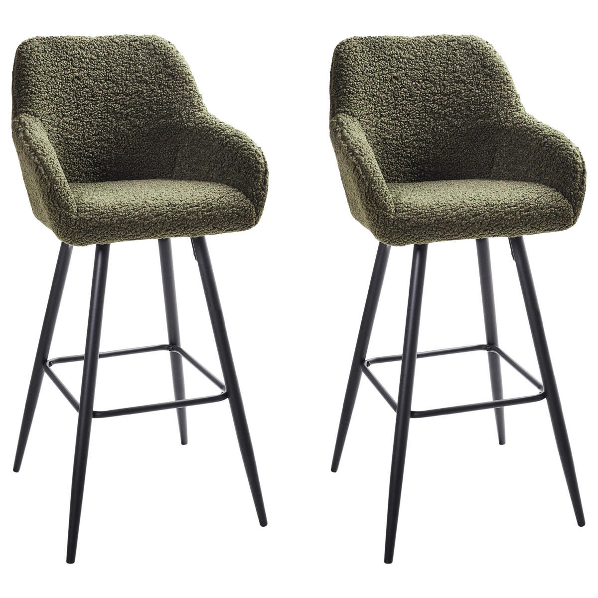 BARSTÜHLEN 2er-Set Dunkelgrün Casmalia - Dunkelgrün/Schwarz, Textil (50/103/54cm) - Beliani