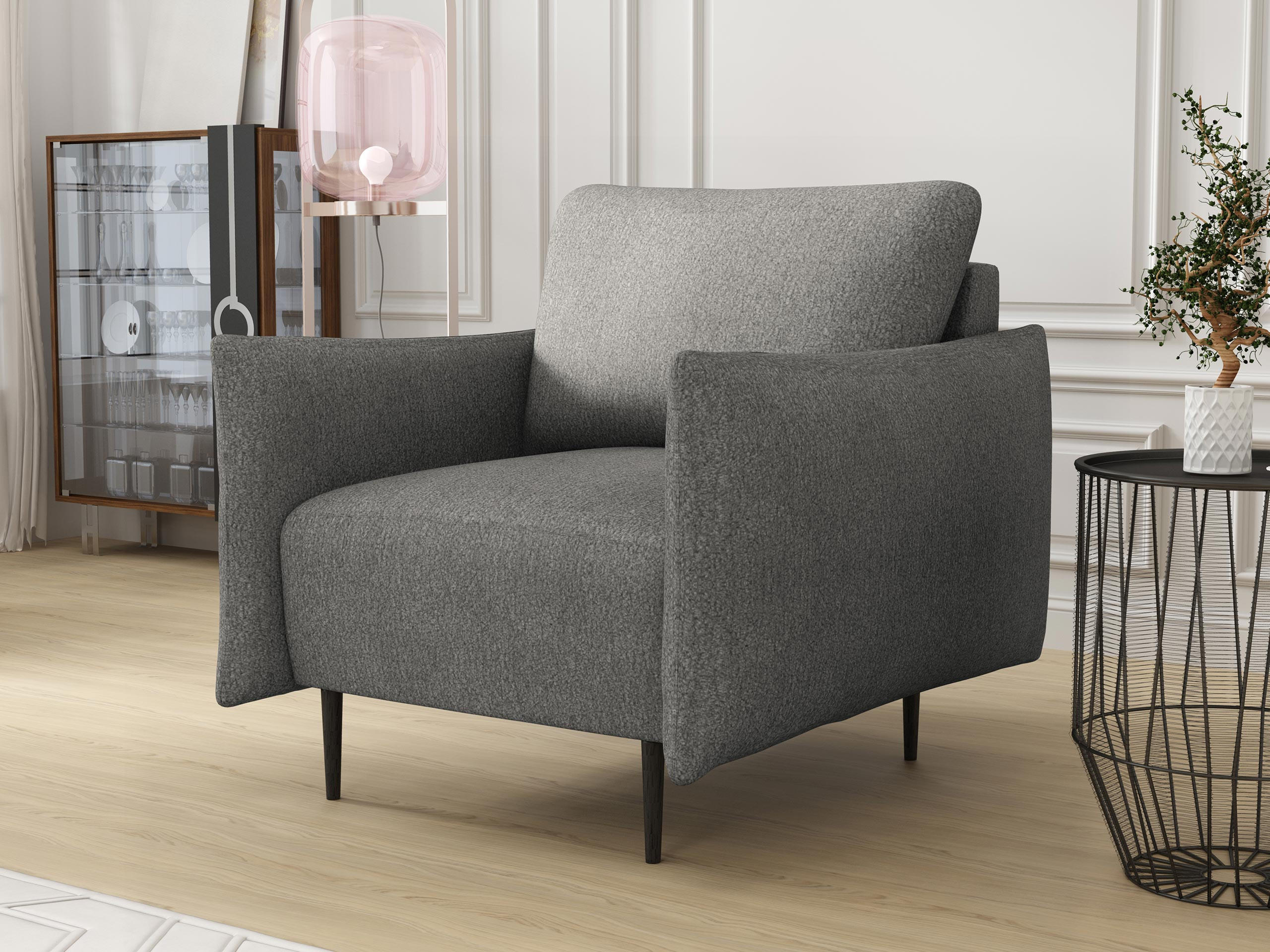 SESSEL Lambi - Schwarz/Grau, Holz/Textil (98/85/90cm) - MIRJAN24