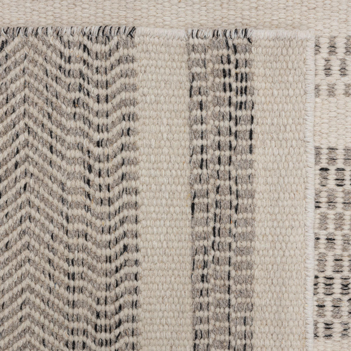 HANDWEBTEPPICH 2-Seitiger Skandi, modern 65x130 cm - Grau, Textil (65/130cm) - Rug and Roll