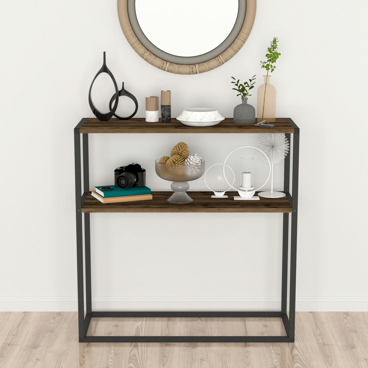 KONSOLENTISCH Hemsedal - Eichefarben, Holzwerkstoff (34/90/90cm) - [en.casa]