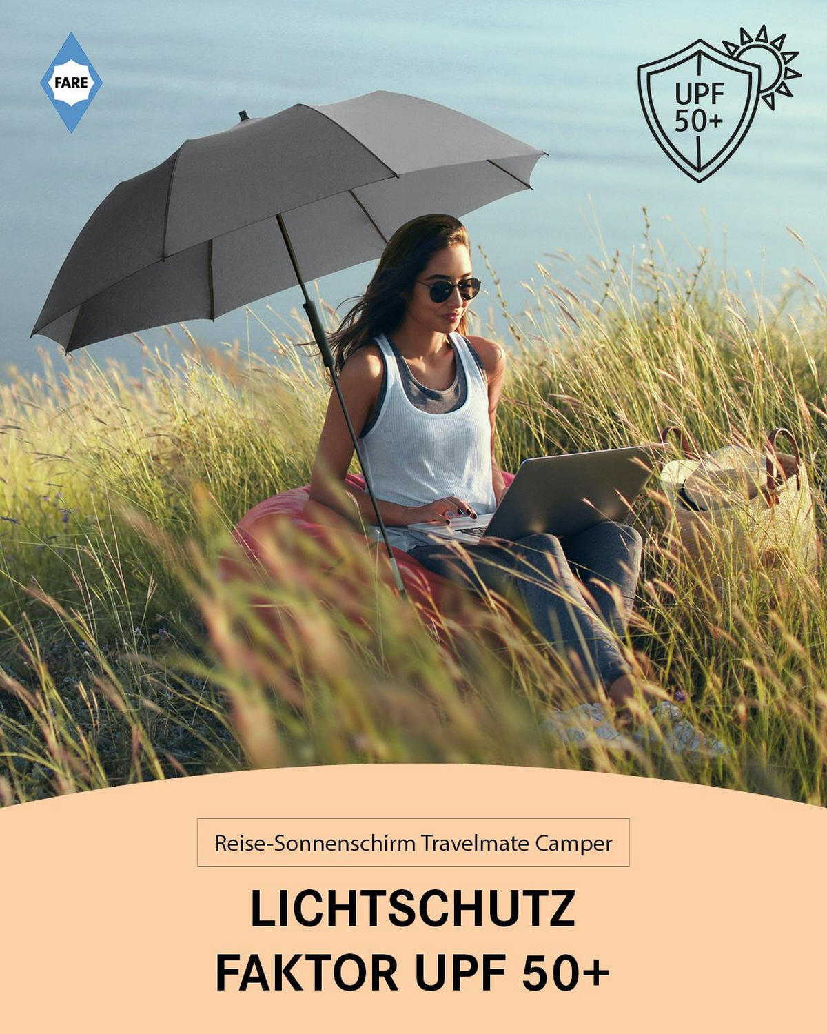 SONNENSCHIRM 147/147/71 cm - Grau, Kunststoff (147/147cm) - FARE