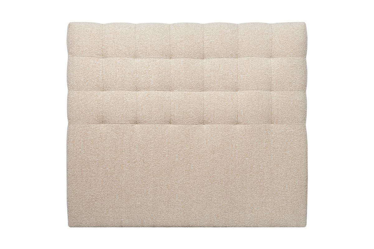 KOPFTEIL gepolstert - Gesteppt – hellbeiger Bouclé-Stoff - 200 cm - Beige, Karton/Holz (200/120/10cm) - Sommeil de Plomb