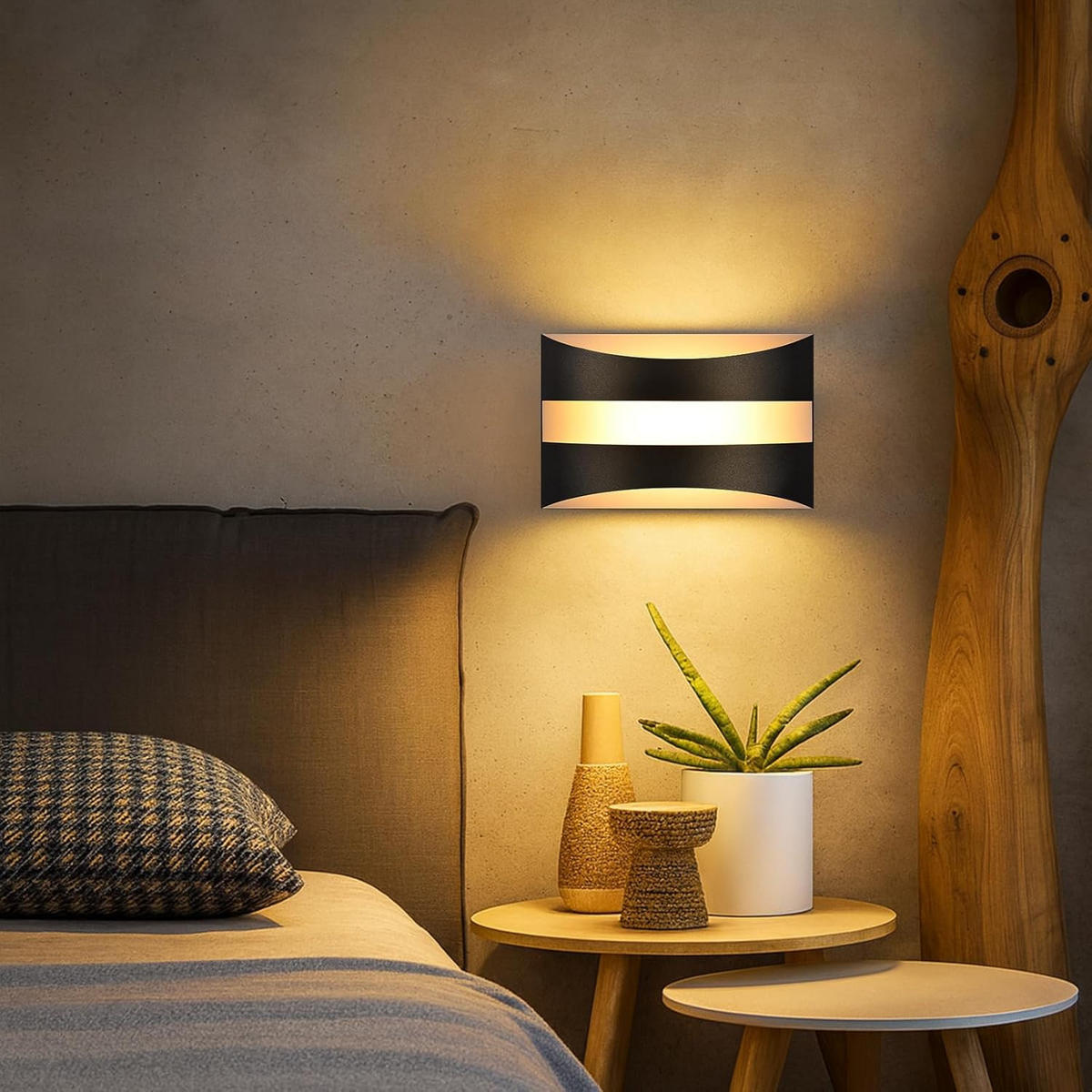 LED WANDLEUCHTE BUSH Ⅲ 21/13/8 cm - Schwarz, Metall (13/8/21cm) - Nettlife