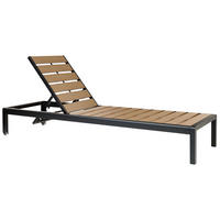 GARTENLIEGE hellbraun/schwarz Nardo - Hellbraun/Anthrazit, Holzwerkstoff (64/29/198cm) - Beliani