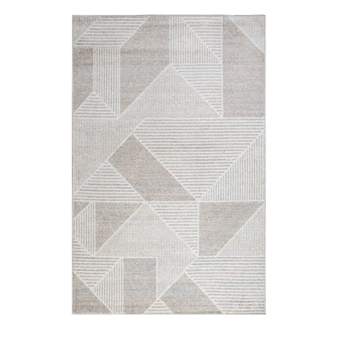 TEPPICH Harmonia geometrisches Design Dreieck Hoch-Tief-Effekt beige 160 x 230 cm - Beige/Creme, Kunststoff/Textil (160/230cm) - oKu-Tex