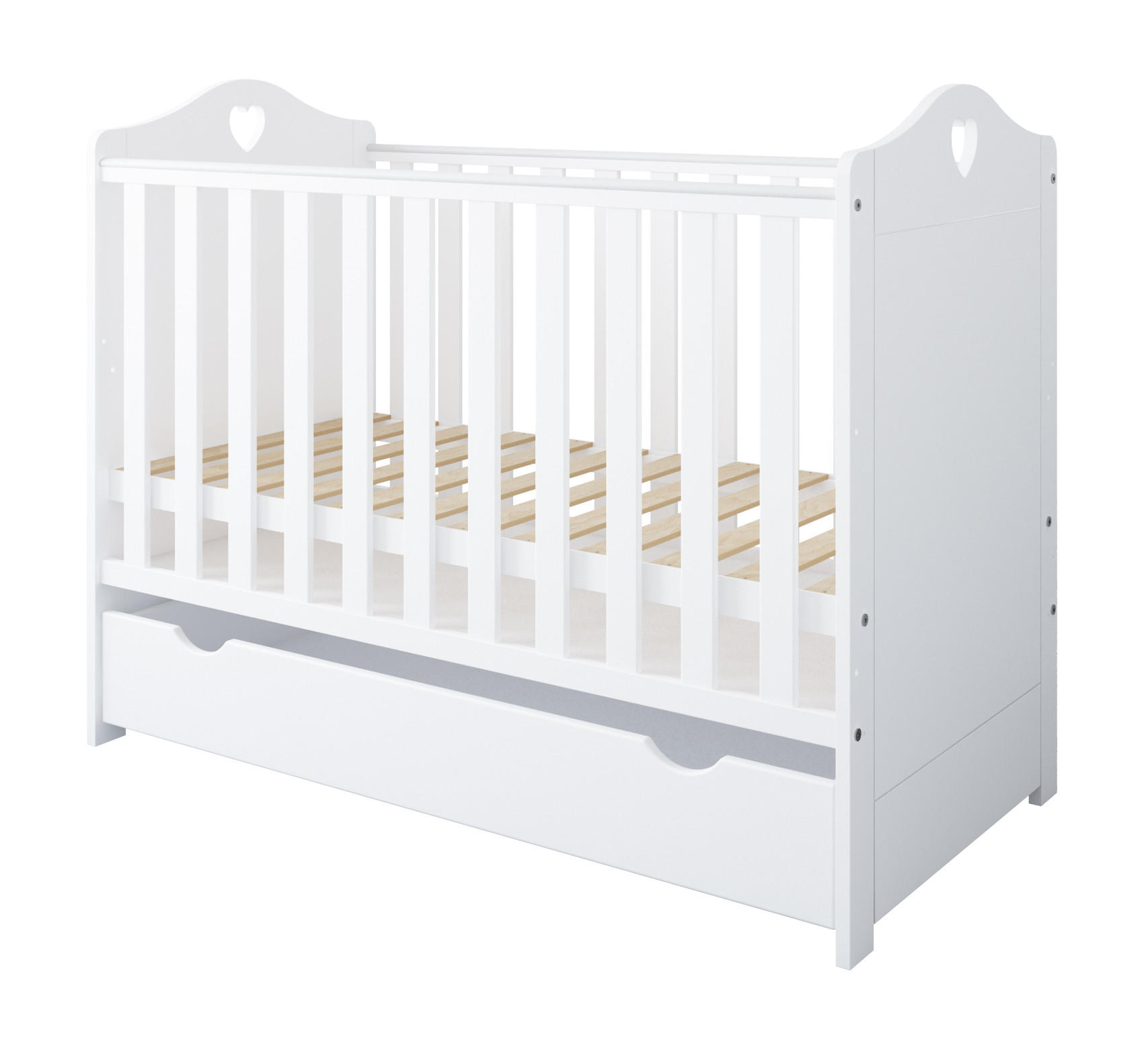 GITTERBETT Kleines Herz 2in1 mit Matratze - Weiß, Holzwerkstoff - kiki design