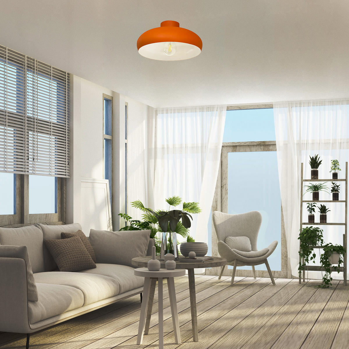 DECKENLEUCHTE Androa Lampe - Orange, Metall (40/40/20cm) - Bamyum