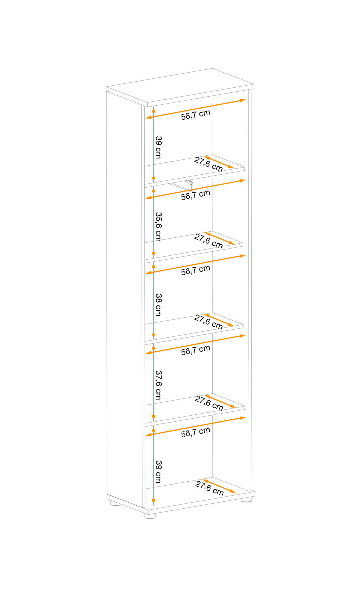 GARDEROBENSCHRANK Eiche, schwarz 60 cm, Flurschrank mit variabler Inneneinteilung - Eichefarben/Schwarz, Holzwerkstoff/Kunststoff (60/202/35cm) - Furn.Design
