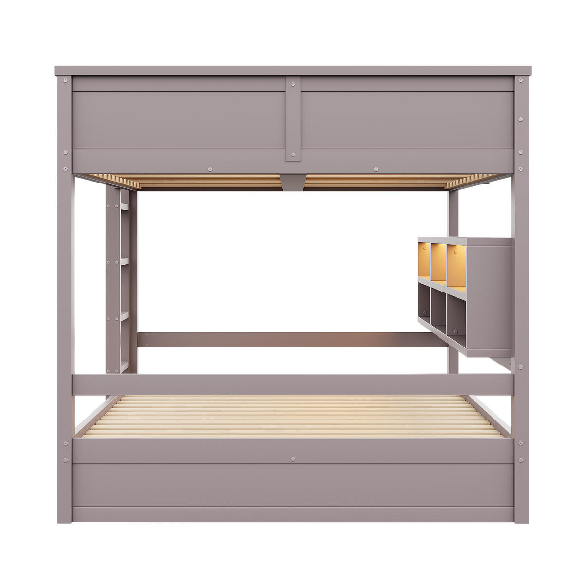 ETAGENBETT 160/200 cm in Braun Kinderbett mit 6 Schränken und LED - Braun, Holzwerkstoff (160/200cm) - STILVORA