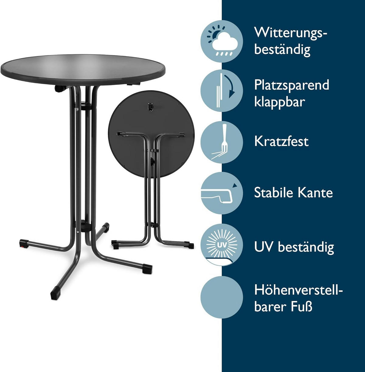 STEHTISCH Bellini Ø60xH110cm Schwarz (2tlg) - Schwarz, Holz/Metall (60/60/110cm) - Beautissu 