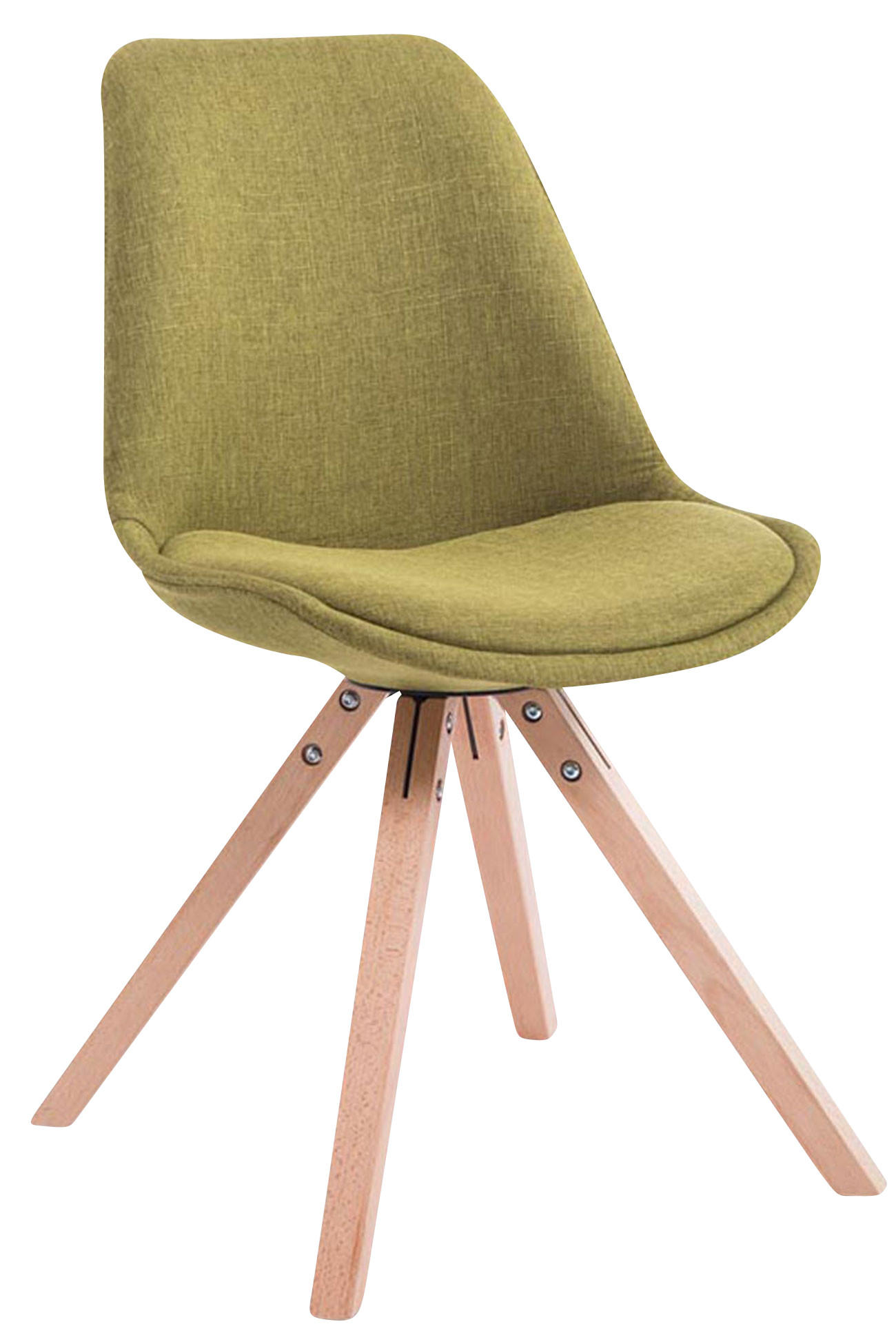 BESUCHERSTUHL Toulon, 4er Set Stoff, Gestell Holz Square Natura Grün - Naturfarben/Grün, Holz/Buchenholz (48/83/56cm) - TPFLiving