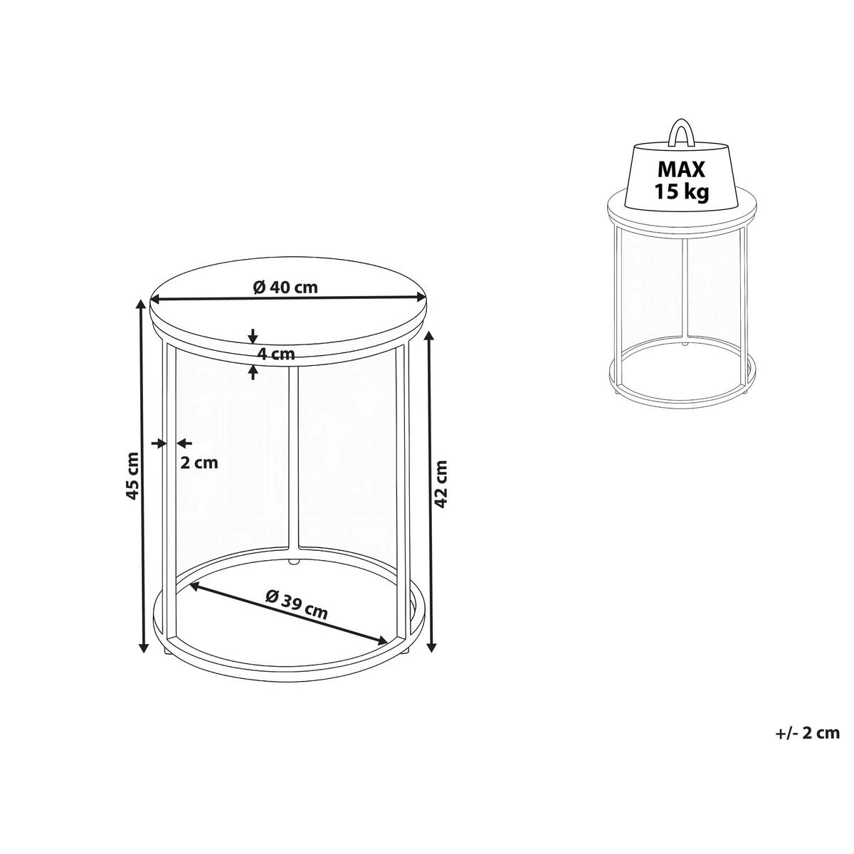 BEISTELLTISCH Weiß Tyrell - Schwarz/Weiß, Keramik (40/40/45cm) - Beliani