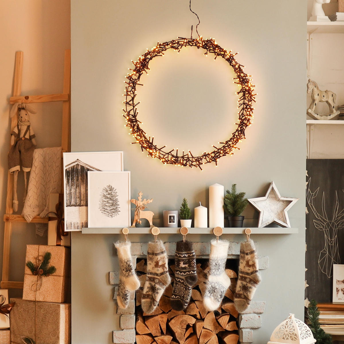 LED LICHTERKRANZ Ø48 cm 400 LEDs Warmweiß - Schwarz, Metall (48/6/48cm) - ECD-Germany