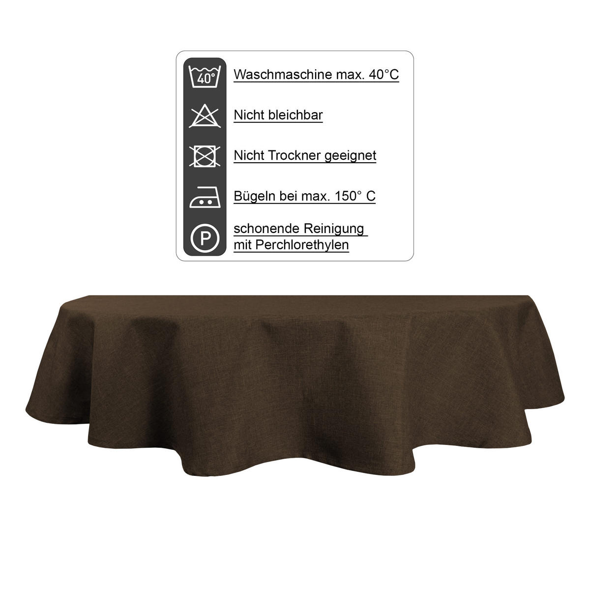 TISCHDECKE Leinenoptik 135/180 cm oval Braun - Braun, Textil (135/180cm) - TiborTex