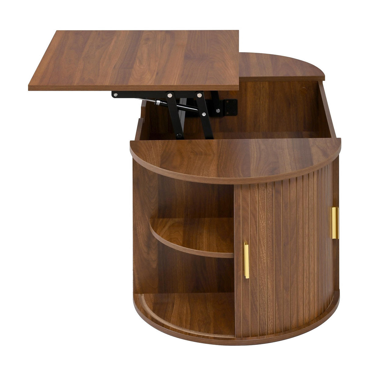 COUCHTISCH 100/50/40,5 cm höhenverstellbar mit Schiebetüren in Nussbaum - Nussbaumfarben, Holzwerkstoff (100/50/40.5cm) - Flora Grace