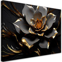 WANDBILD 3d goldene glamour blume - Schwarz, Textil (60/40cm) - Feeby