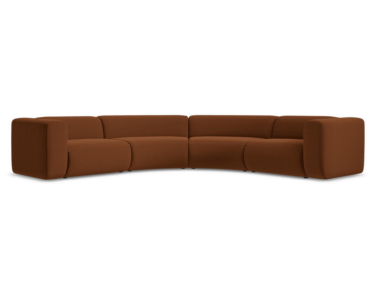 ECKSOFA Samt Stoff Orange - Terracotta/Schwarz, Kunststoff/Textil (318/318cm) - Makamii