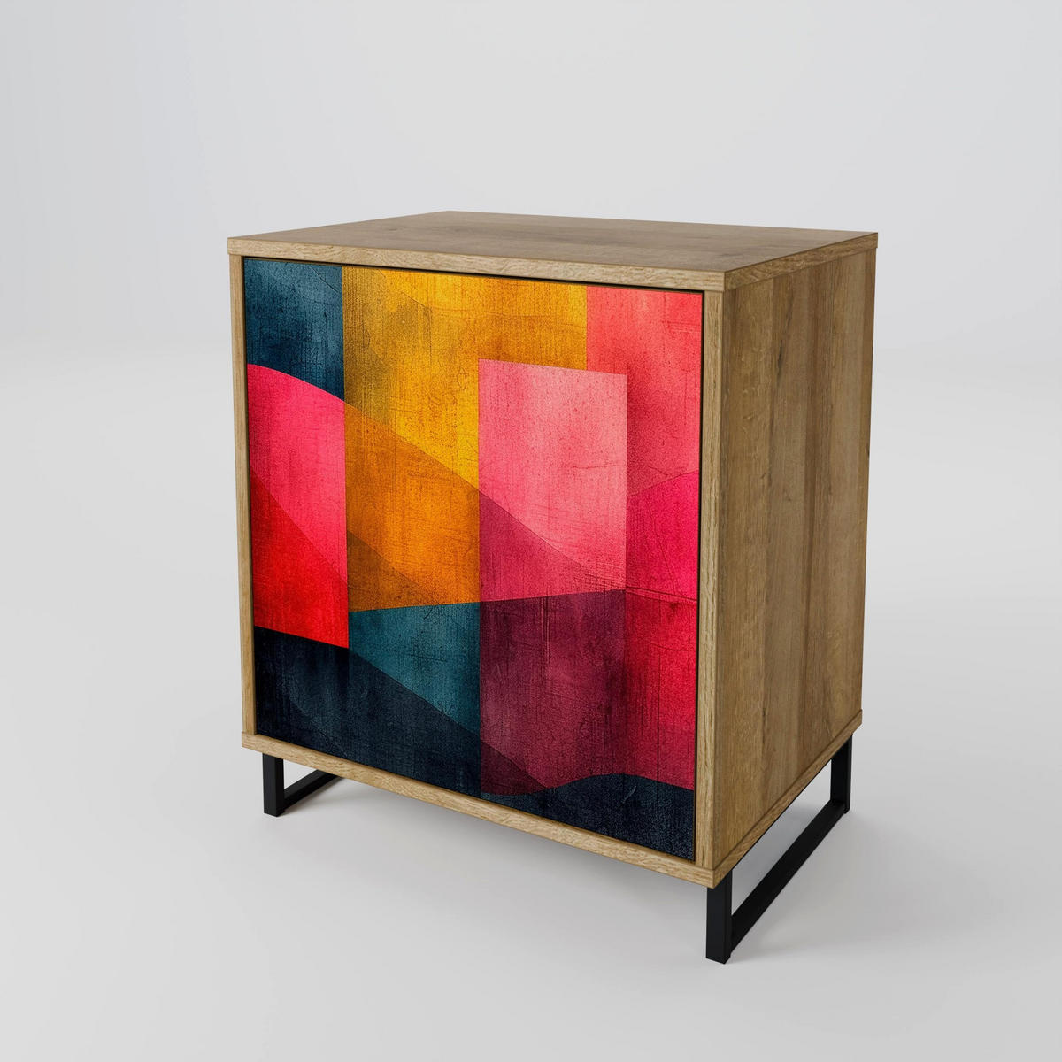 SIDEBOARD COLORFUL SOUNDS, Eichefarben, 57,5x42x77,5 cm, Schräge Buchenholzfüße - Eichefarben/Buchefarben, Holzwerkstoff/Buchenholz (57.5/77.5/42cm) - SpaceRebels