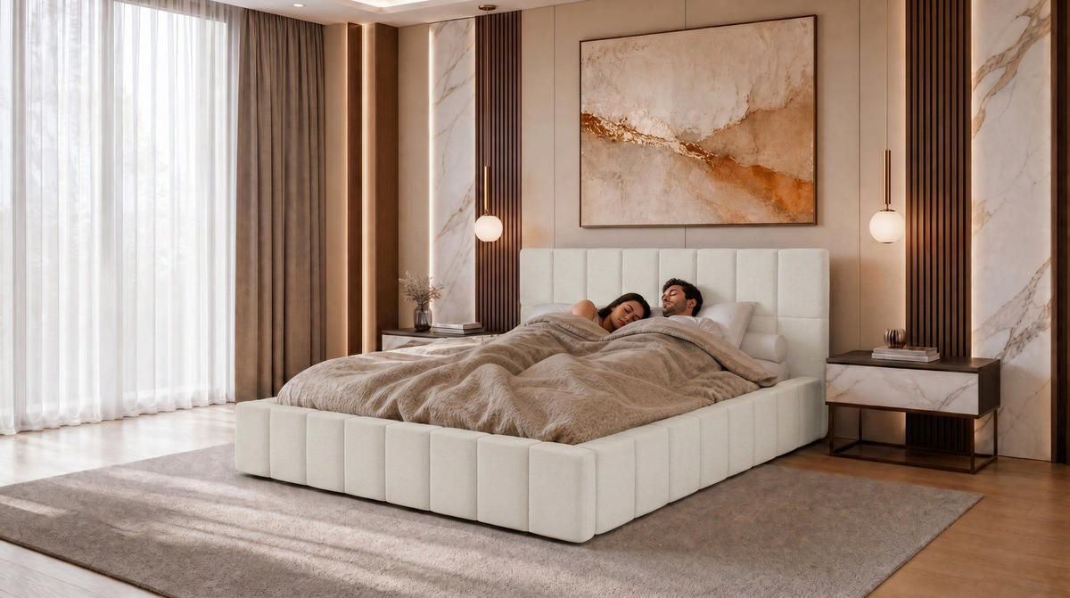 POLSTERBETT 120x200 cm, Alma, Doppelbett mit Bettkasten, Lattenrost aus Holz, Velourstoff, Weiß - Weiß, Holz/Kunststoff (120/200cm) - Marpur