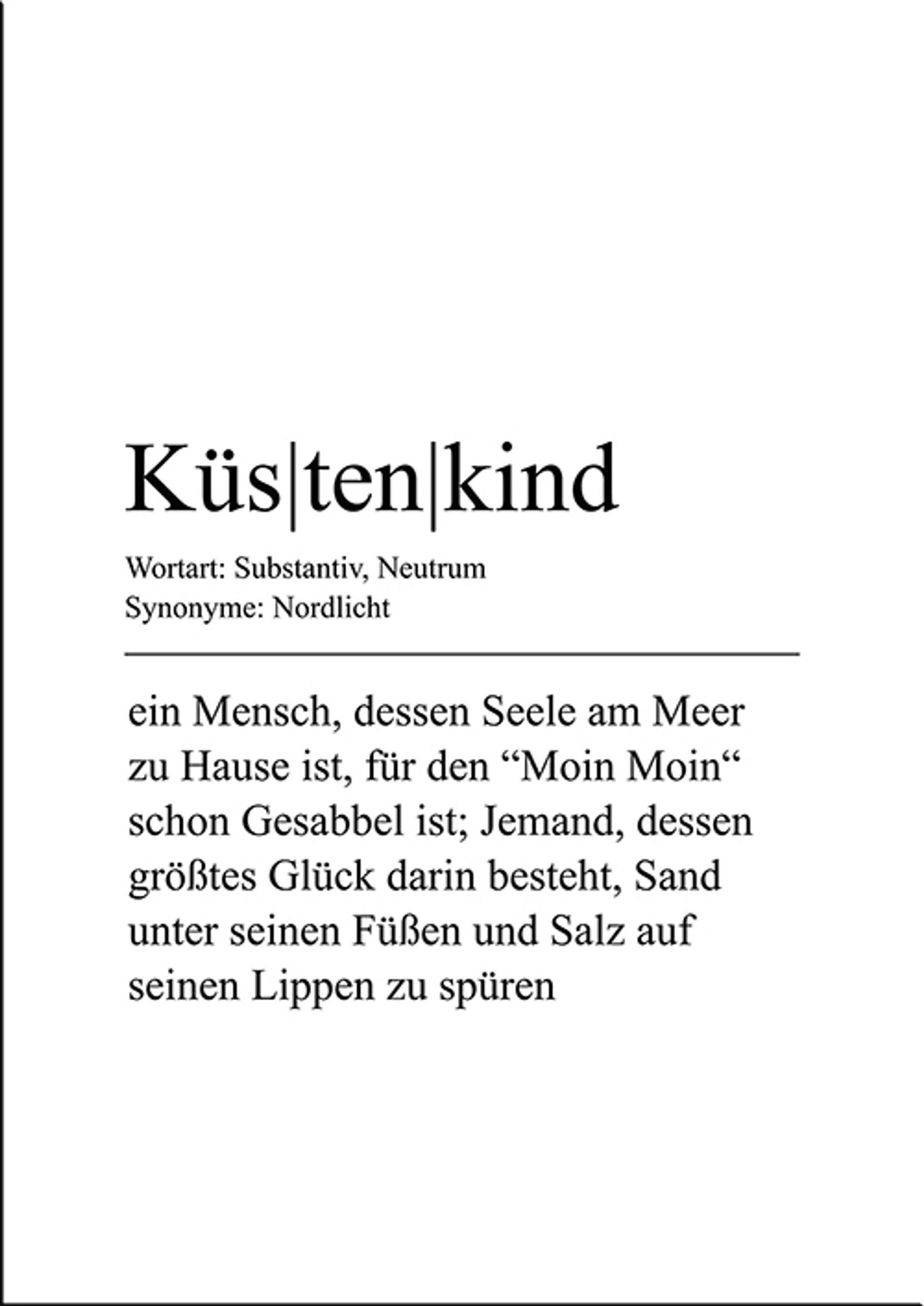 BILD 29x41 cm Spruch Küstenkind Definition - Weiß, Holzwerkstoff (29/41/2cm) - artissimo