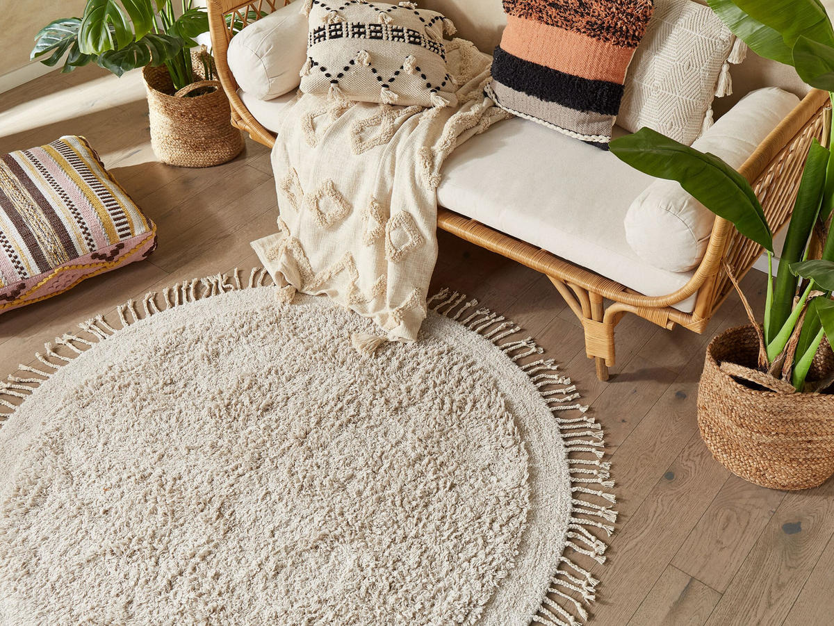 SHAGGY-TEPPICH Bitlis 140/140 cm - Beige, Textil (140/140cm) - Beliani