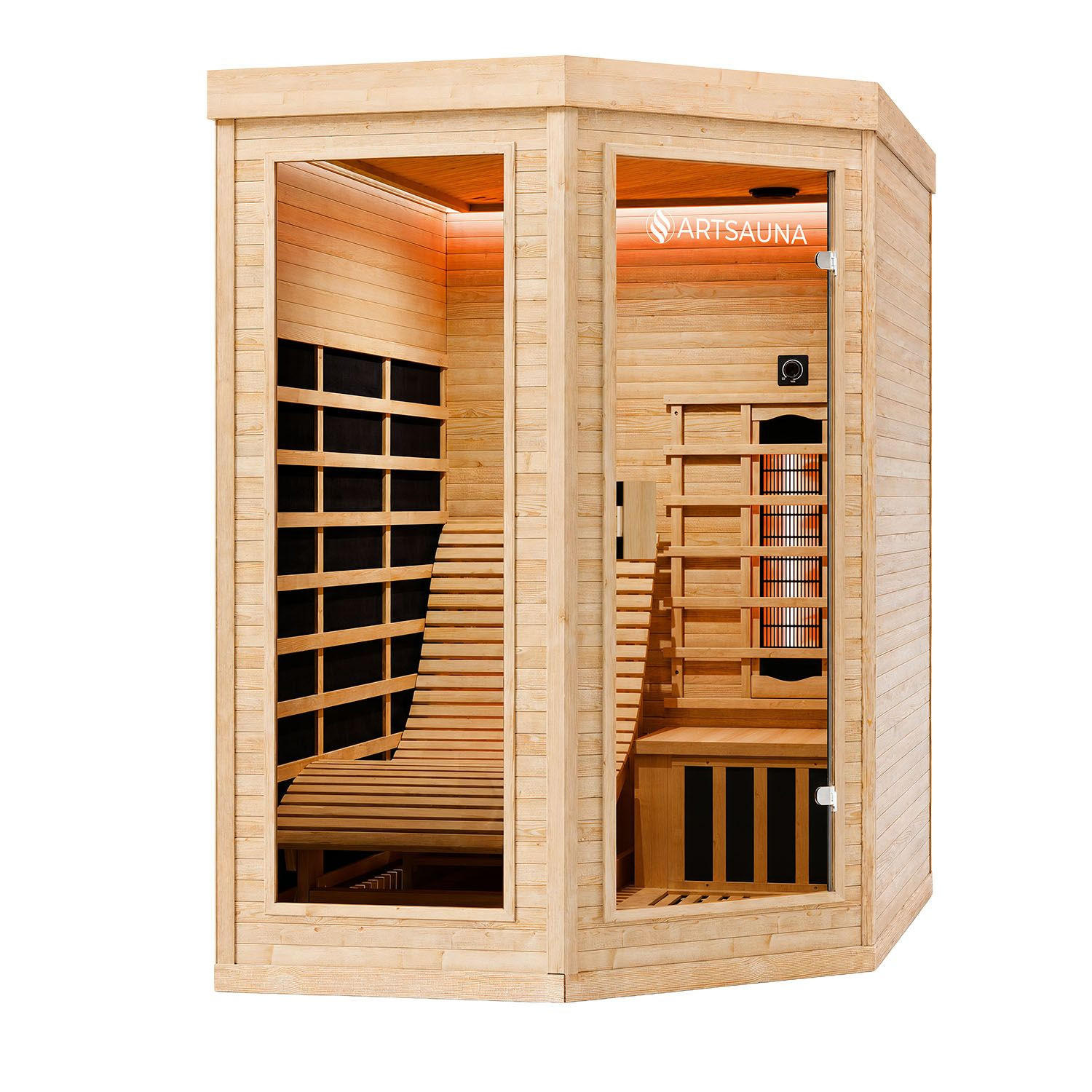 INFRAROTKABINE Kolding mit Dual-Technologie Heizsystem & Hemlockholz - Naturfarben, Holz (130/190/190cm) - Artsauna