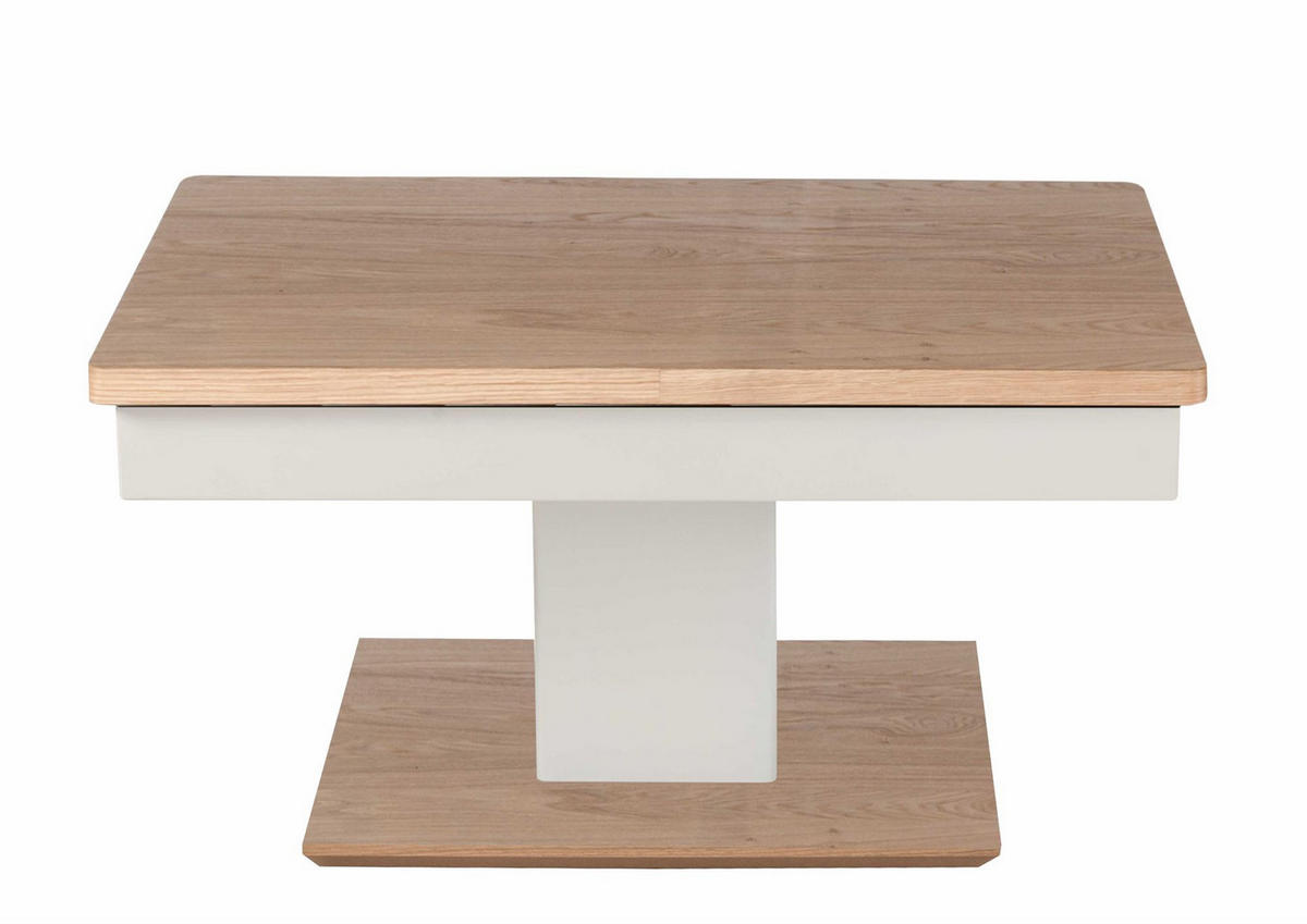 COUCHTISCH höhenverstellbar Cin 90x44x60 Furnier Weiß/Wildeiche Bianco - Wildeiche/Weiß, Holzwerkstoff (90/60/60cm) - 58aufmkessel