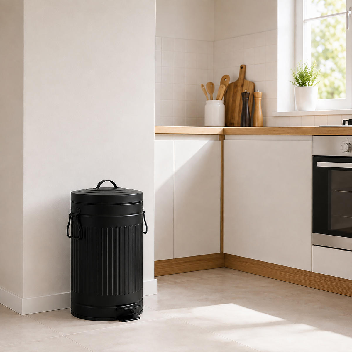 MÜLLEIMER Schwarz 12 l Tretpedal Softclose - Schwarz, Kunststoff/Metall (25/41/25cm) - Relaxdays