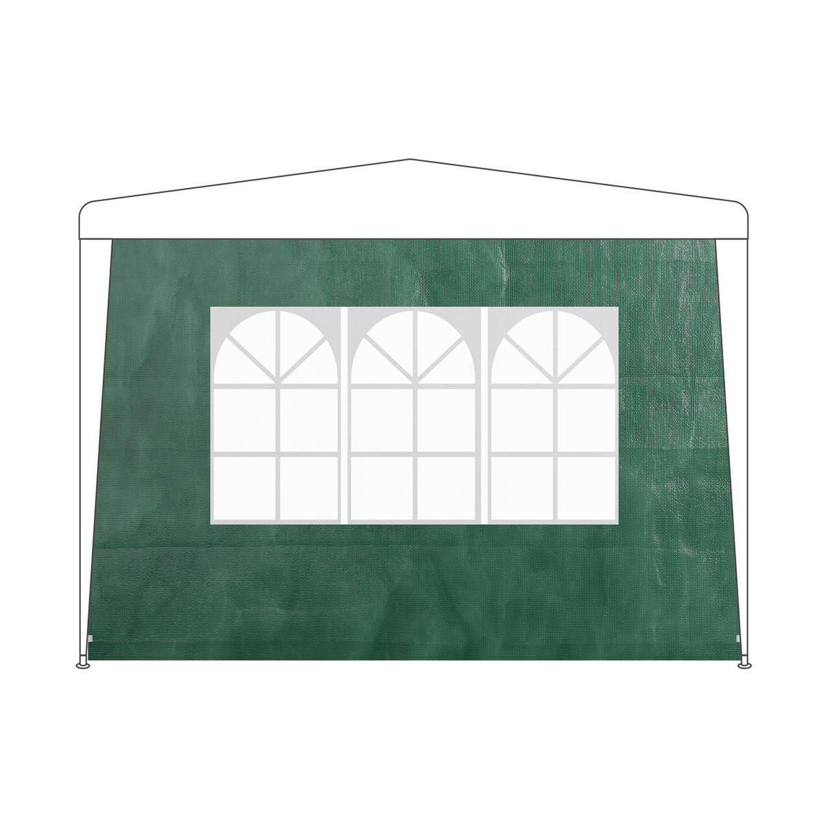 3xPAVILLON-SEITENTEILE - Dunkelgrün, Kunststoff (300/200/0.1cm) - Relaxdays