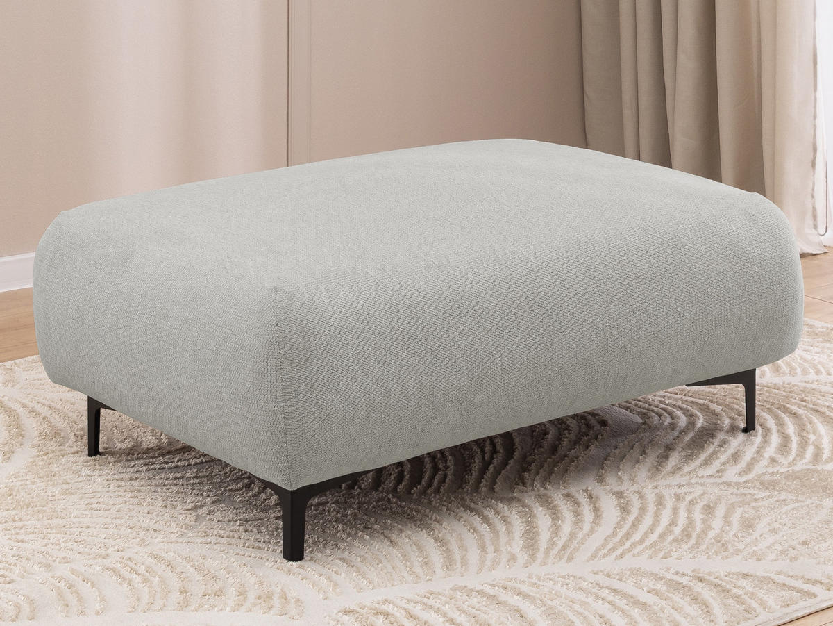 POLSTERHOCKER Cardea in Bubble-Optik aus weichem Hellgrau Strukturstoff mit hohem Sitzkomfort - Hellgrau/Schwarz, Holz/Textil (110/46/65cm) - S-Style Möbel