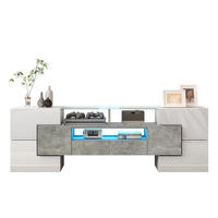 TV-LOWBOARD 145/30/51 cm mit LED-Beleuchtung und 2 Schubladen - Weiß, Holzwerkstoff (145/51/30cm) - BEAOK