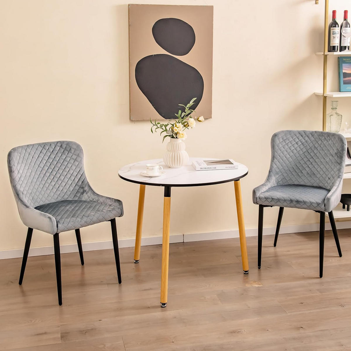 KÜCHENSTUHL Grau - Grau, Textil (52/80/60cm) - COSTWAY