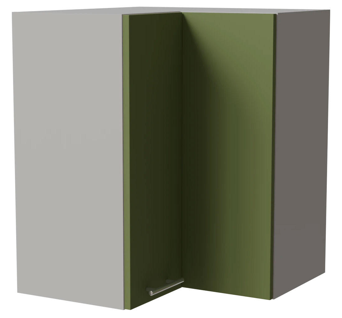 ECKHÄNGESCHRANK Brerra W12/60 Grau / RAL 6025 farngrün Matt 60 / 60 / 72cm - Grau/Grün, Holz/Holzwerkstoff (60/72/60cm) - Feldmann-Wohnen