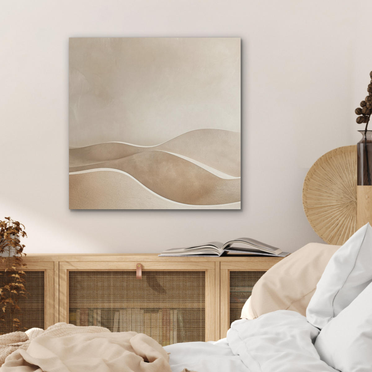 AKUSTIKBILD Beige - Natur - Abstrakt - Modern Wandbilder 60x60 cm - Beige, Kunststoff (60/60/0.9cm) - MuchoWow