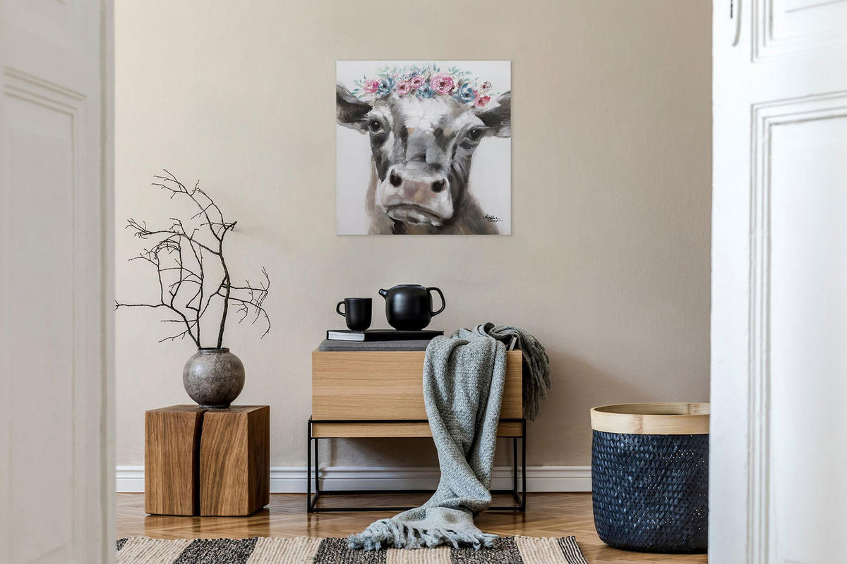 ÖLGEMÄLDE 80/80 cm - Braun, Holz/Textil (1.4/80cm) - KUNSTLOFT