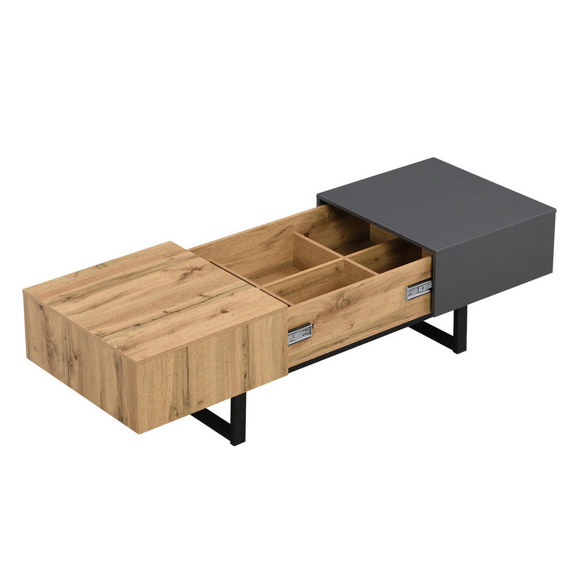 COUCHTISCH 155x55cm Multifunktional Verschiebbar Holz Metall Büro Wohnen - Braun, Holz (112/60/17cm) - FLIEKS