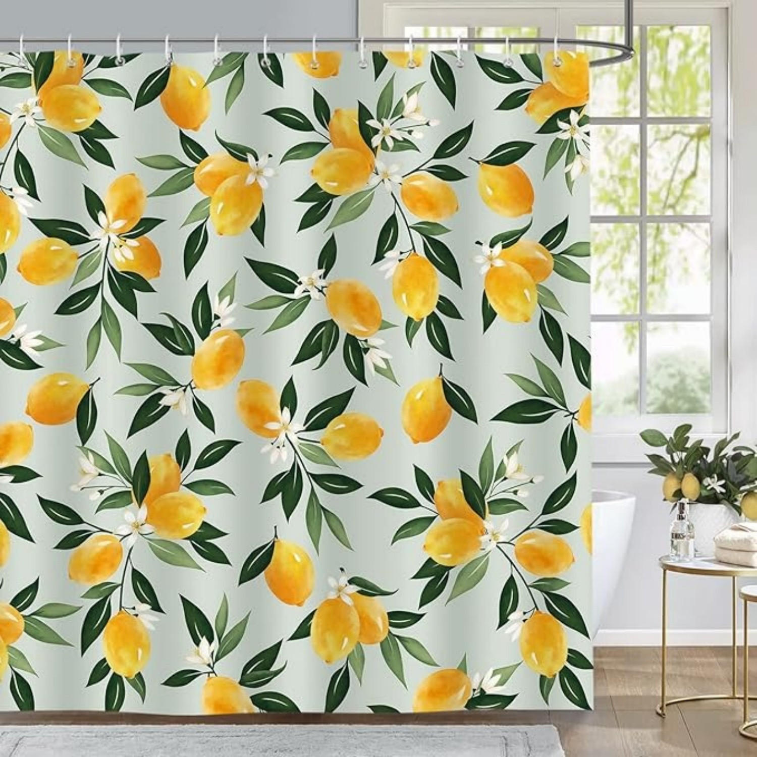DUSCHVORHANG Grün Blätter Polyester schimmelresistent wasserdicht waschbar mit Haken - Grün, Textil (180/180cm) - MCBOSON