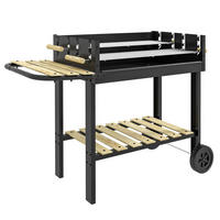 HOLZKOHLEGRILL mit Griff für BBQ, Metall, Schwarz, 113 x 53,5 x 82,5 cm - Schwarz, Metall (53.5/82.5/113cm) - Outsunny