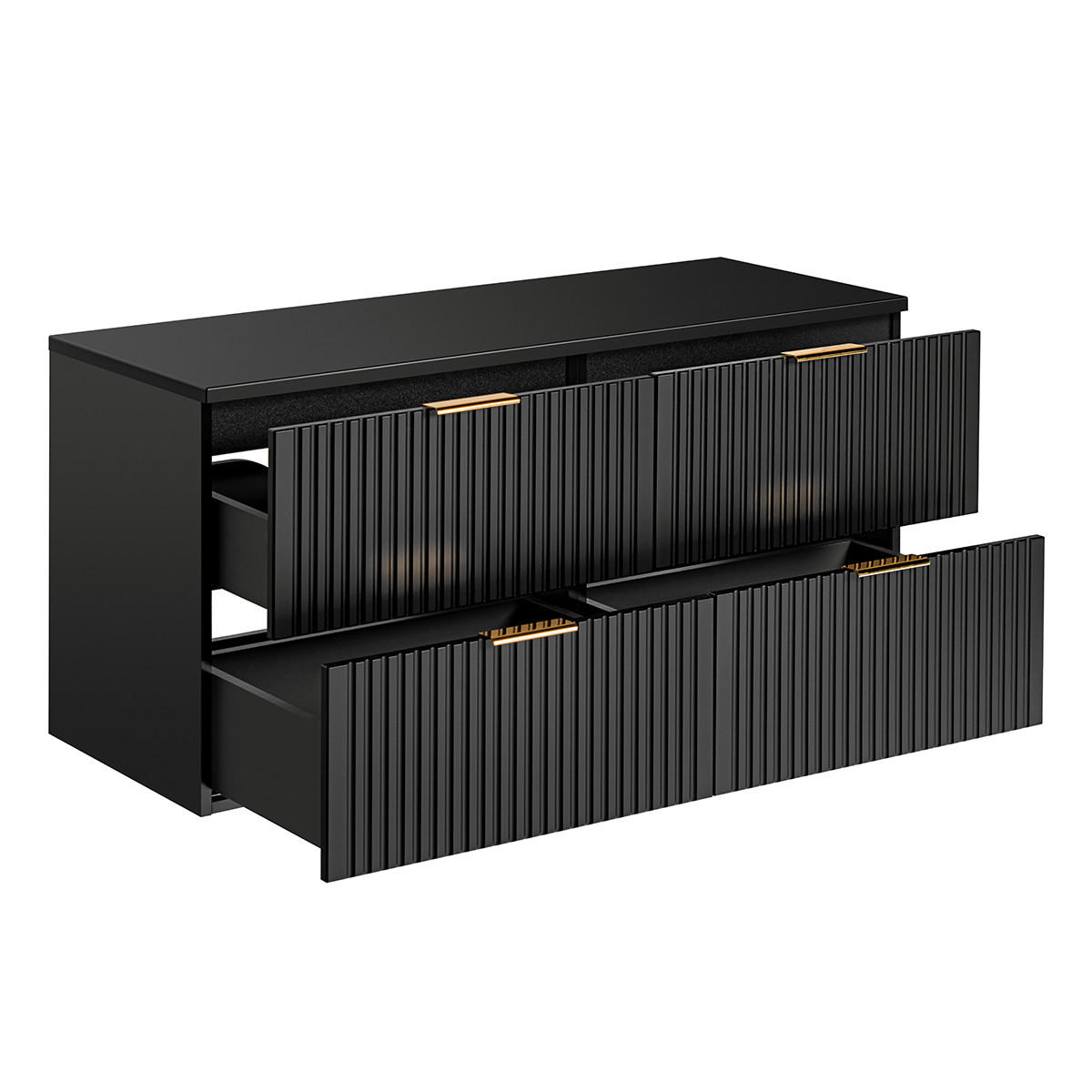 WASCHTISCHUNTERSCHRANK 120.8cm Adriel Mattschwarz - Schwarz, Holzwerkstoff (120.8/59/46cm) - Petits-meubles